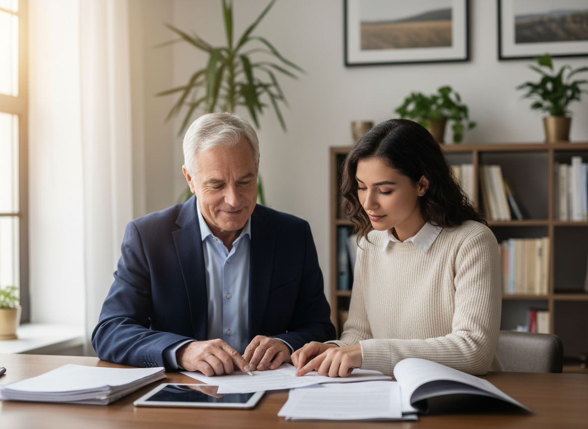 Two people reviewing power of attorney documents together